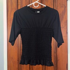 H&M smocked black top